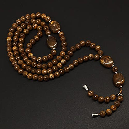 -8MM -99 Beads Necklace DHIKR TASBIH Collection- Imitation Acrylic Muslim Beads-Tesbih-Tasbih-Tasbeeh-Misbaha-Masbaha-Subha-Sebha (Brown-1) - color: Brown-1