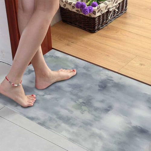 Gray Blue Bathroom Runner Rug Bathmat Soft Bath Shower Bathtub Kitchen Door Mat,Abstract Contemporary Graffiti Art Ombre Simple Washable Floor Doormat Carpet for Bedroom Laundry Room Hallway,16"x24" - color: Gray Blue, size: 16"W x24"L