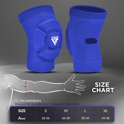 RDX Elbow Pads, Muay Thai MMA Kickboxing Sparring Elbow Guard, Martial Arts Striking Protection,Wrestling Basketball Adjustable MTB Volleyball Compression Padded Sleeve, Men Women - color: Blue White, size: Medium