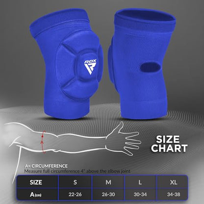 RDX Elbow Pads, Muay Thai MMA Kickboxing Sparring Elbow Guard, Martial Arts Striking Protection,Wrestling Basketball Adjustable MTB Volleyball Compression Padded Sleeve, Men Women - color: Blue White, size: Medium