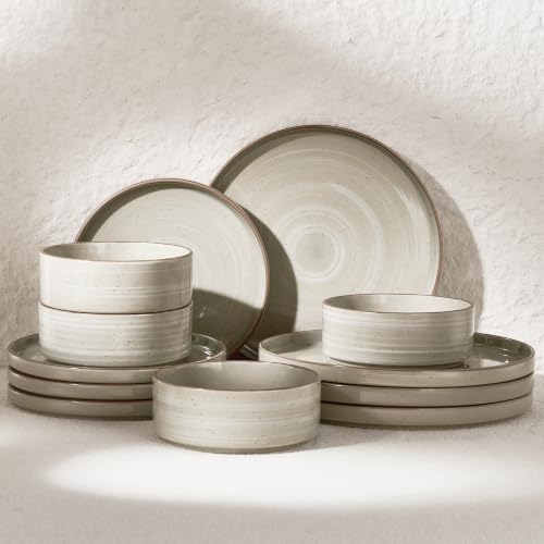 Famiware Stellar 12-Piece Stoneware Dinnerware Set, Matcha Green - color: Matcha Green, size: Service for 4 (Standard Dinner Set)