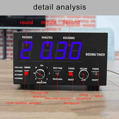 Big Screen Boxing Interval Timer, Classic Professional Gym Timer, Adjustable Sound/Training Time/Cycle Repetitions, Muay Thai Training Timer for Boxing, Muay Thai, Fighting, Taekwondo, Karate - color: Red