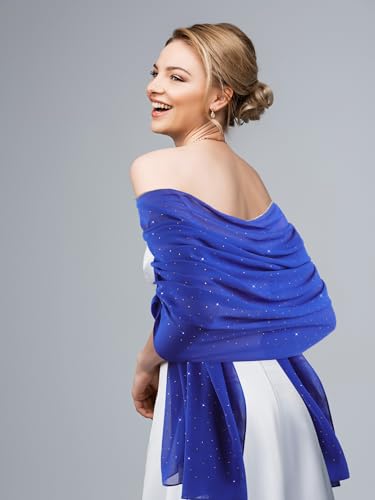 Geyoga Hijab Scarf for Women Soft Chiffon Rhinestone Long Scarf Shawl Fashion Muslim Hijab Head Wrap Scarves - color: Royal Blue