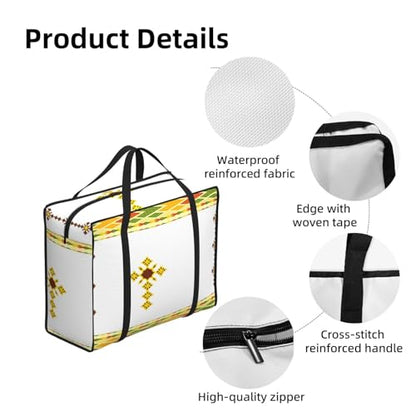 Large Grocery Bags with Zipper Closure, Polyester Foldable Shopping Bags, Heavy Duty Reusable Tote Bags - color: Ethiopian Cross