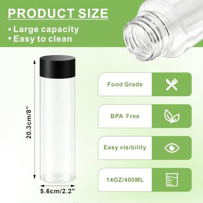 Empty Plastic Sensory Bottles with Lids, 16 Pack, 13.5 oz | Bulk Empty Reusable, Juice Water Bottles, DIY Crafts, Classroom Handmade, Party Decoration