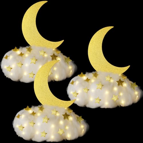 Soulchen 42 Pcs Twinkle Twinkle Little Star Table Centerpieces DIY Star and Moon Centerpieces for Baby Shower Decorations Cloud Tables Decor for Gender Reveal Birthday Party DIY Crafts (Gold) - color: Gold