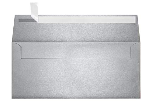 LUXPaper #9 Slimline Invitation Envelopes | Peel & Press | 3 7/8" x 8 7/8" | Silver Metallic | 80lb. Text | 50 Qty - color: Silver Metallic, size: 50 Qty.