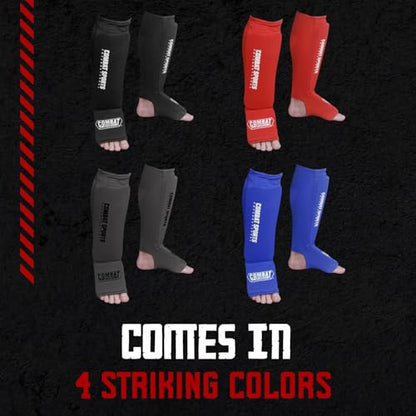 Combat Sports Washable Shin & Instep Guards - color: Gray, size: Large