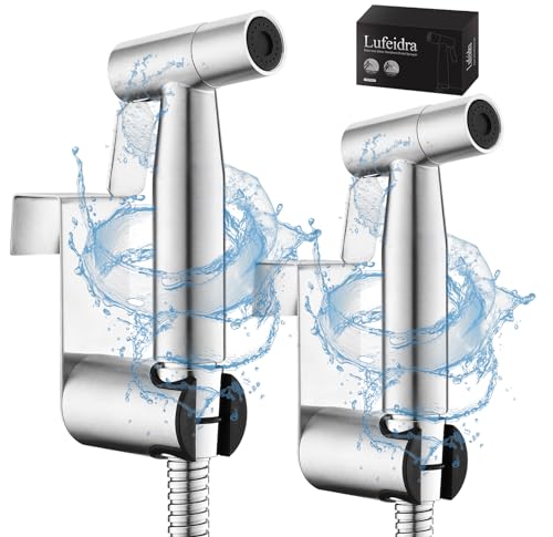 Handheld Toilet Bidet Sprayer for Toilet-Adjustable Water Pressure Control with Bidet Hose for Feminine Wash, Stainless Steel Brushed Nickel Cloth Diaper for Baby Wash (Stainless Steel, 2 Pack) - color: Brushed Nickel, size: 2 Pack
