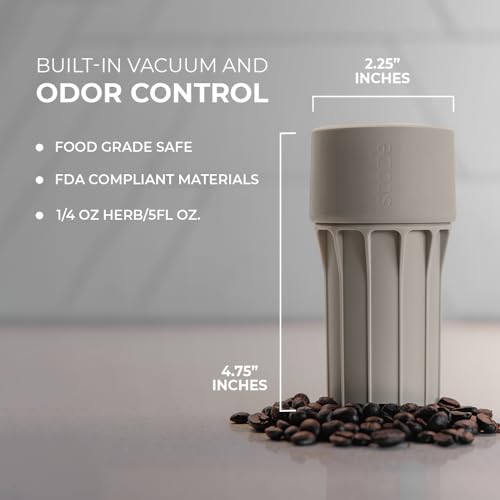 Staze Air Tight Smell Proof Container (148ml) - Vacuum Seal Jar, Waterproof Food Storage Canister, Portable Small Smell Proof Jar for Coffee, Herb, Spice & Gummies (Dune) - color: DUNE