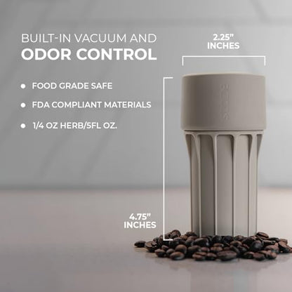 Staze Air Tight Smell Proof Container (148ml) - Vacuum Seal Jar, Waterproof Food Storage Canister, Portable Small Smell Proof Jar for Coffee, Herb, Spice & Gummies (Dune) - color: DUNE