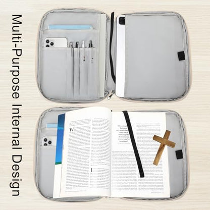 Bible Cover Case for Women Large Bible Cover for Girls Bible Study Supplies Accessories with Handle and Shoulder Strap | Durable - color: Pink -Bow