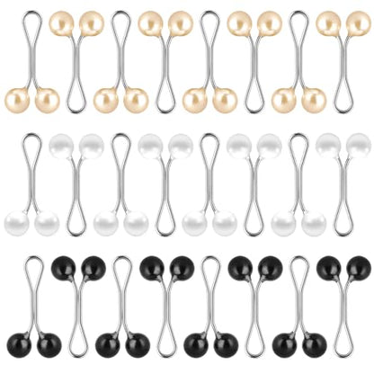 24 Pcs Hijab Clips for Women, Muslim Pearl Scarf Clips - color: Black White Gold