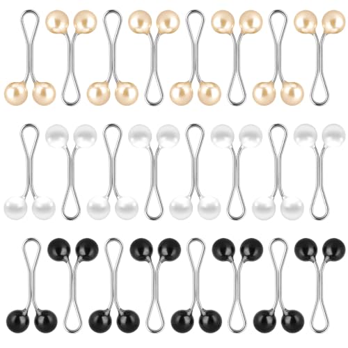 24 Pcs Hijab Clips for Women, Muslim Pearl Scarf Clips - color: Black White Gold