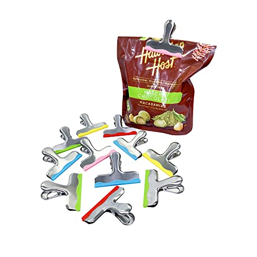 YARALL 12 Pack Metal Chip Clips with Silicone Edges – Heavy Duty Bag Clips for Food Packages, Kitchen, Office – Color Coded, Air Tight Extra Strong Clamps, 3 Inches Wide (12)