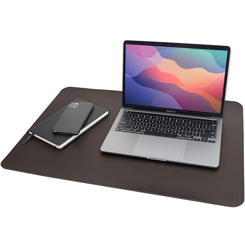 Vine Creations Leather Desk Mat 24" x 17", Desk Protector, PU Leather Desk Pad, Non Slip Small Desk Pad Mat, Desk Blotter, Desk Pads on Top of Desks, Home or Office Small Desk Mat (Dark Brown) - color: Dark Brown, size: 24" x 17"