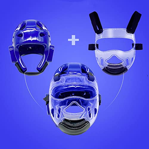 ASIX Kids Adults Headgear MMA Martial Arts Helmet, Karate Boxing Removable Face Shield, Soft Head Gear for Sparring Grappling Muay Thai Kickboxing Taekwondo Training (Blue,M)