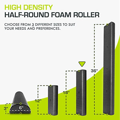 ProsourceFit High Density Foam Rollers - inches long. Firm Full Body Athletic Massager for Back Stretching, Yoga, Pilates, Post Workout Trigger Point Release - color: Black - 18" X 3"
