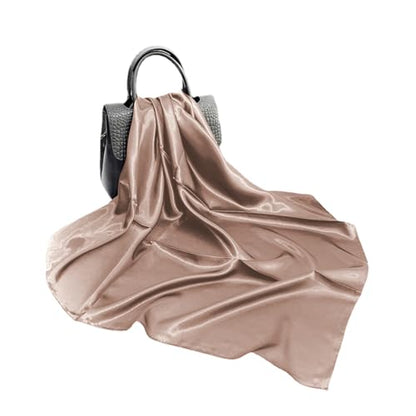 Elegant Satin Jersey Muslim Hijab Scarf Square Soft Head Wrap Scarves Shawl for Women Girls - color: Khaki(90*90cm)