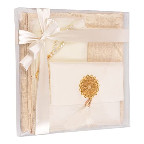 BABY SHOWER CHOCOLATE Islamic Gift Set, Velvet Prayer Mat, White - color: White
