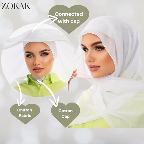 Instant Chiffon Hijab, Ready to wear hijab, modal wrap, Abaya, modern Instant Scarf, Soft breathable scarf - color: White S2
