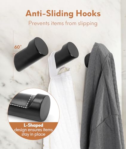 Optish Wood Wall Hooks for Hanging, 8 Pack Hat Hook for Walls, Coat Hook Wall Mount, Backpack Hooks for Walls, Bathroom Towel Hanger (Black) - color: Black