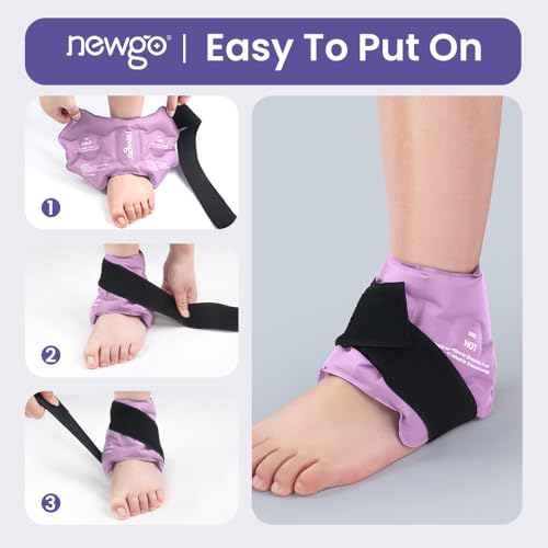 NEWGO Ankle Ice Pack Wrap for Sprained Relief, Ice Pack for Ankle Inuries Reusable, Cold Therapy for Ankles Swelling, Post Surgery Recovery - Purple - color: Purple-1pack