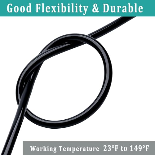 3/4" id - 10ft Black Vinyl Tubing Flexible PVC Irrigation Hose & 2 Clamps | Hybrid Hose Transfer Water Fuel Gas for Pond Fountain Garden Waterfall, Durable and Safe - size: 3/4" ID, style: 10 Feet