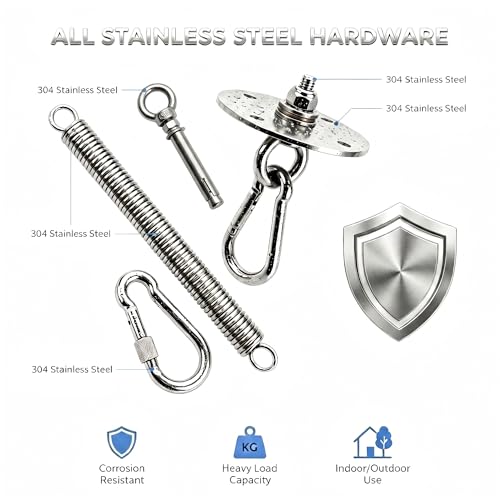 Heavy Bag Hanger, 304 Stainless Steel Punching Bag Ceiling Mount with 4 Springs, Vibration & Noise Dampening Design - color: Hanger with Spring for Concrete Ceiling