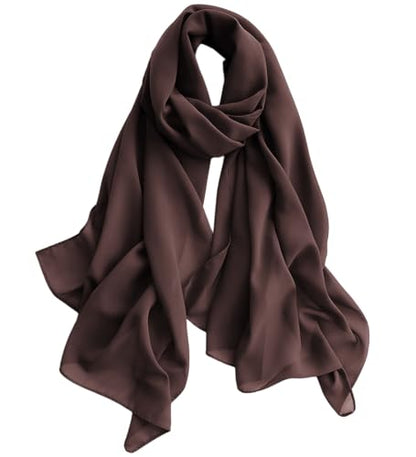 Harewom Chiffon Hijab for Women Sheer Shawl and Wraps for Wedding Bridal Scarves Summer Lightweight Sun-proof Scarf - color: Brown Chiffon Hijab Shawls Scarves