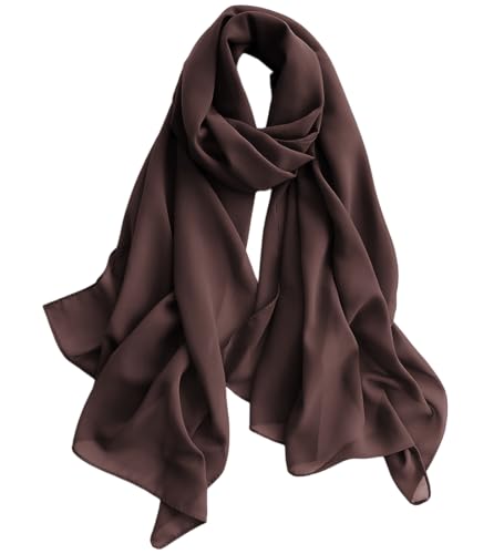 Harewom Chiffon Hijab for Women Sheer Shawl and Wraps for Wedding Bridal Scarves Summer Lightweight Sun-proof Scarf - color: Brown Chiffon Hijab Shawls Scarves