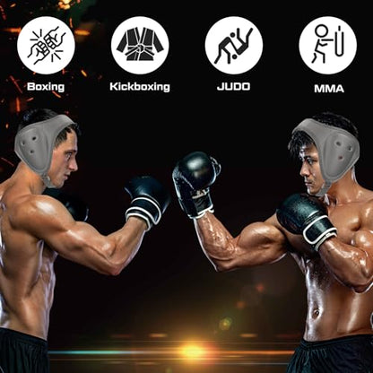 Jerify 2 Pcs Wrestling Headgear for Kids Youth Soft Grappling Headgear Wrestling Adjustable Ear Guard Protective(Grey) - color: Grey