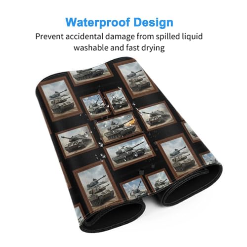 Extended Full Desk Mousepad Tank Military, Waterproof Stitched Edge Gaming Mat for Laptop Desktop - color: Pattern (161), size: 29.5L x 15.8W inches