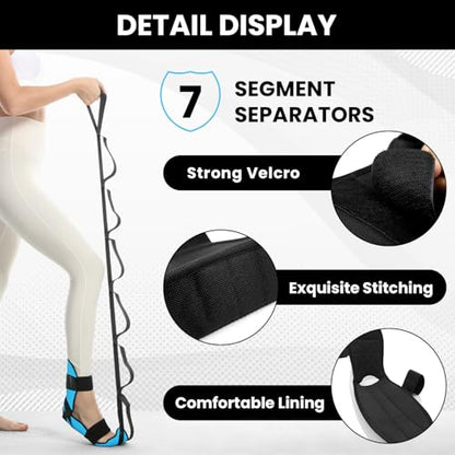 Foot and Calf Stretcher for Plantar Fasciitis Relief - Foot Rocker with Yoga Stretching Strap, Hamstring & Achilles Stretcher - Non-Slip Home Physical Therapy Equipment for Flexibility & Recovery