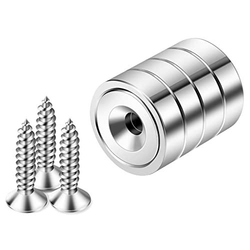 Neosmuk Silver Magnets with Screws,60lbs+ Heavy Duty Rare Earth 4 Pack - color: Silver, size: 60 lb