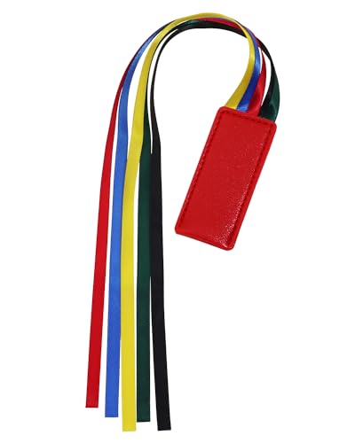 Bible Ribbon Bookmark Artificial Leather Multiple Page Marker with 5 Color Ribbons for Book Lover Reader Teacher Student Christmas Gift (Red) - color: Red