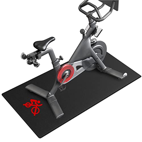 Bike Mat Compatible with Peloton Bike, 6mm Floor Protector | 6mm bike mat compatible with Peloton bike, providing non-slip waterproof protection for hardwood or carpet - size: 30x60", style: Logo Style