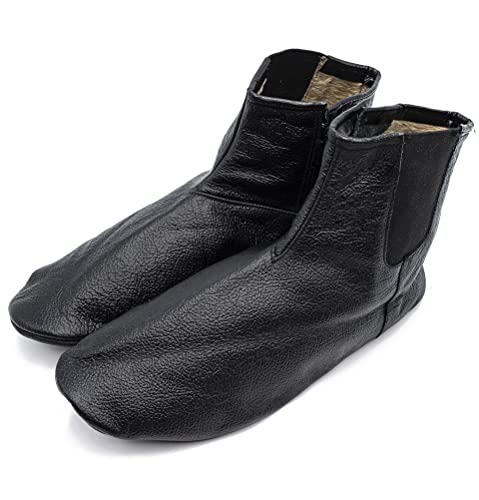 Modefa Men's Islamic Mest Sock | Soft Halal Goat Leather | Warm Lining for Winter | Muslim Khuff Kuffain | For Wudu Abdes Ablution | Zipper Stretch Comfortable Socks Slippers - size: 8.5