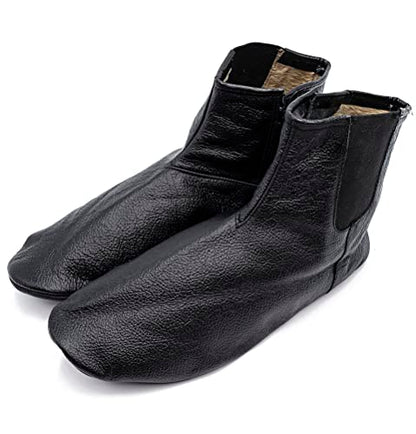 Modefa Men's Islamic Mest Sock | Soft Halal Goat Leather | Warm Lining for Winter | Muslim Khuff Kuffain | For Wudu Abdes Ablution | Zipper Stretch Comfortable Socks Slippers - size: 11.5