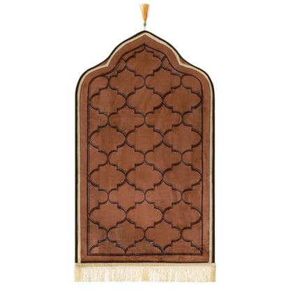 haozaikeji Muslim Prayer Rug Islamic Turkish Prayer Mat Thick Soft Janamaz Sajada Rug Praying Carpet for Ramadan Eid Travel - color: Brown, size: M 19.69*35.43 inch (50*90cm)