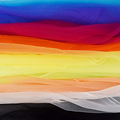 Fengek 9 Pcs Chiffon Scarf, 27.6 Inch Square Solid Color Bandana Handkerchief Ribbon Scarves for Women Girls - color: Multicolor 1