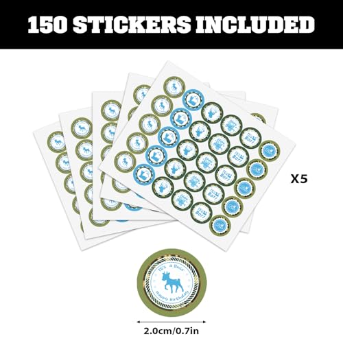Blue Hunting It's A Boy Kiss Sticker Labels - Deer Theme Gender Reveal Round Candy Sticker Favors - Deer Hunting Baby Shower or Birthday Party Party Labels Fit Chocolate Candy (Set of 150) - color: Deer It's a Boy