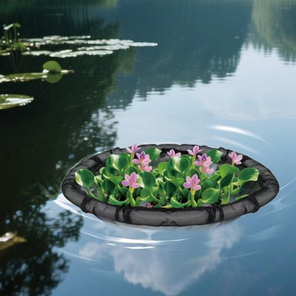 2 Set Floating Flora Fish Barrier, 26in Floating Island Plant Protector | Round Polyester Fine Mesh Pond Corral to Protect Your Plants from Pond Fish