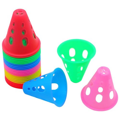 FZBNSRKO 20pcs Mixed Color Mini Sports Training Cones Training Cones for Kid Adult Plastic Windproof Roadblock Traffic Road Cones for Roller Skating and Skate Practice