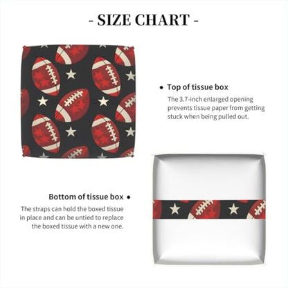 Square Leather Tissue Box Cover, Waterproof Napkin Dispenser with Sports American Football Print, Tissue Holder for Bathroom, Living Room, Bedroom, Office, and Car Decor
