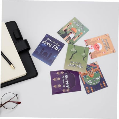 TEHAUX 6pcs Eid Money Envelopes Sturdy Paper Unique Eid Designs for Cash Ample Storage for Generous Gifting for Celebrations and Muslim Festivals