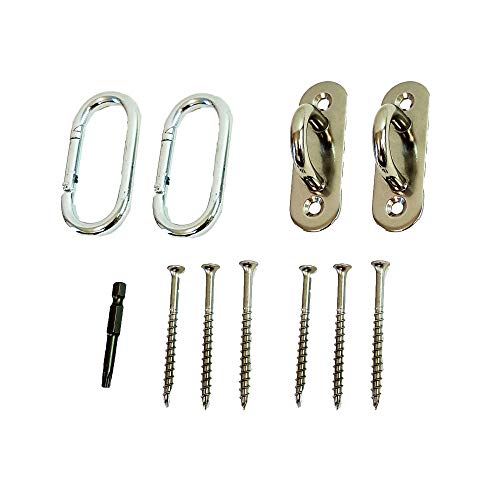 2-Pack Stainless Steel Oblong Pad Eye Anchor System for Studs - Beams - Porch - Wall Mount and Ceiling Mount System