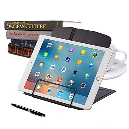 MSDADA 1PC Desk Book Stand Metal Reading Rest Book Holder Adjustable Cookbook Documents Holder Portable Sturdy Bookstands for Recipes Textbooks Tablet Music Books with Page Clips (Black) - color: Black