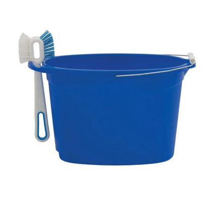 (2 Pack) 12 Quart Oval Plastic Bucket - with Metal Handle & Pour Spout | Measurement Lines,Durable Multi-Purpose PailDurable Multi-Purpose Pail for Cleaning, Gardening, Storage & Household User，Blue