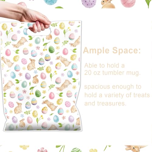 Falueqg Religious Easter Party Favor Bags - 50 Pcs Happy Easter Hunt Egg Goodie Candy Treat Bags Spring Rabbit First Communion Party Favors for Christian Spring Hunt Egg Game Baptism Supplies - color: Easter Egg